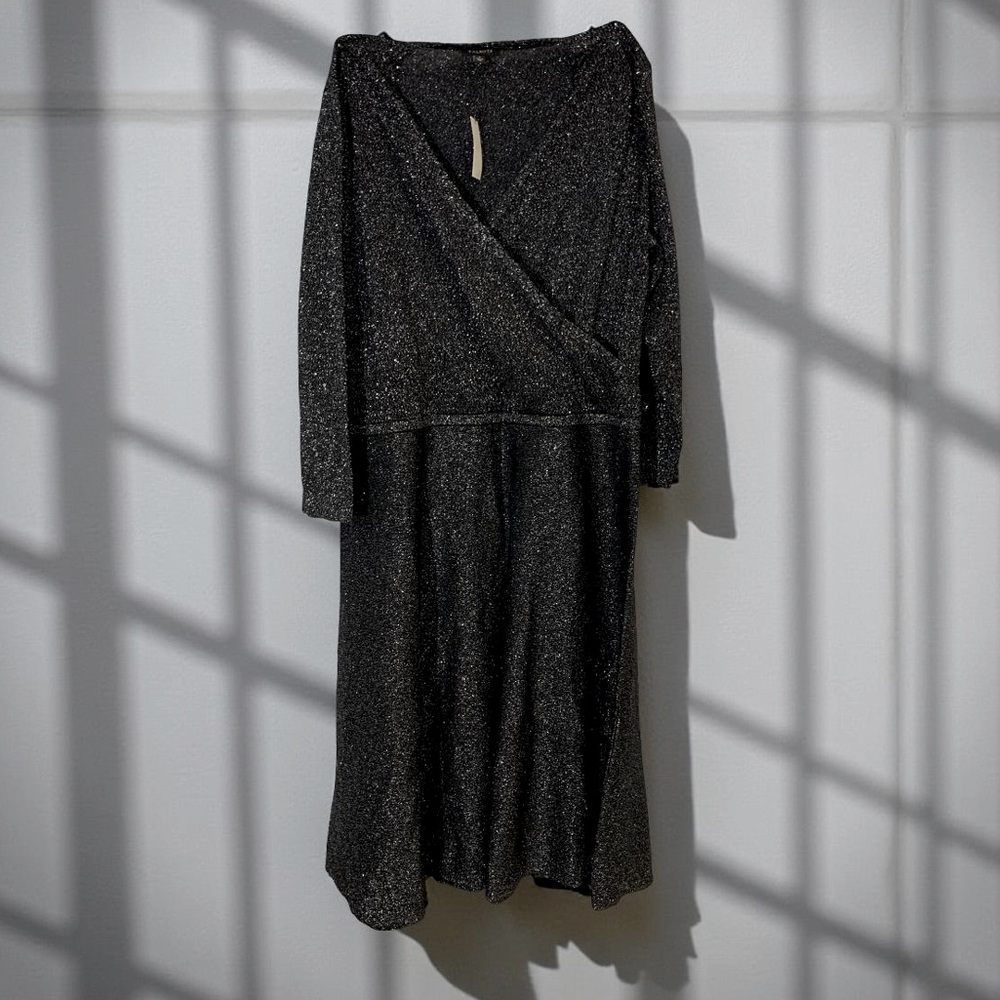 New Talbots Elegant Black Glitter Dress L